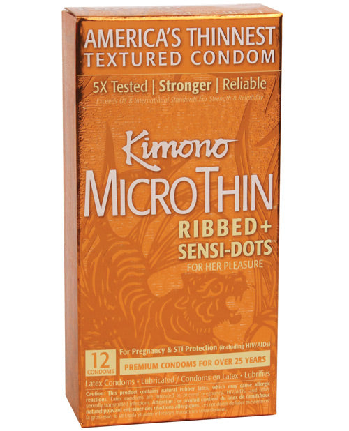 Kimono Ribbed Sensi Dots Condom - Box Of 12