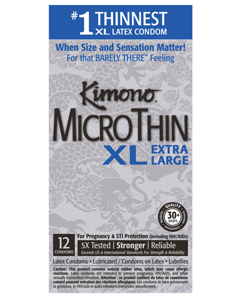 Kimono Micro Thin Xl Extra Large Condom - Box Of 12