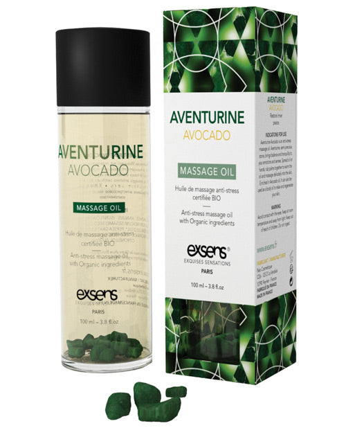 Exsens Of Paris Organic Massage Oil W-stones - Aventurine Avocado