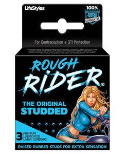 Rough Rider Studded Condom Pack - Pack Of 3