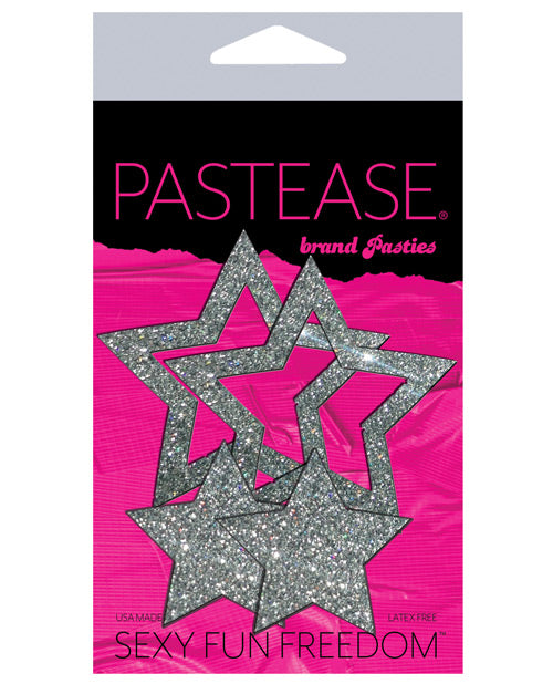 Pastease Glitter Peek A Boob Stars - Silver O-s