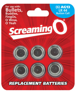Screaming O Ag13 Batteries - Sheet Of 6 (bullet, Owow, Fingo, Bullet Buddies, O Gee)