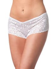 Low Rise Stretch Scallop Lace Booty Short White O-s