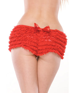 Ruffle Shorts W-back Bow Detail Red Os-xl