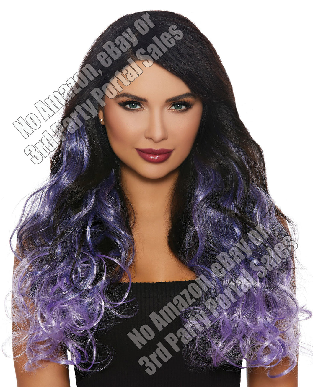 Long Curly Ombre 3 Pc Hair Extensions - Gun Metal-lavender-lilac
