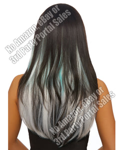 Long Straight Ombre 3 Pc Hair Extensions - Aqua-light Gray