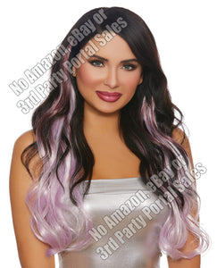 Long Wavy Layered 3 Pc Hair Extensions - Burgundy-pale Lavender