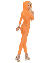 Vivace Crochet Hooded Bodystocking W-sleeves Neon Orange O-s