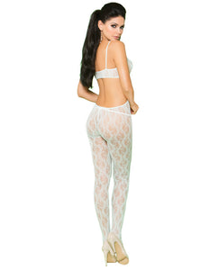 Vivace Lace Bodystocking W-open Crotch & Satin Bow Detail Mint Green O-s