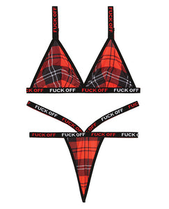 Vibes Fuck Off  Bralette & Thong Plaid Xs