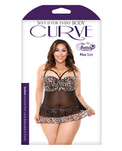 Curve Delilah Lace Babydoll W-molded Cups & Matching Panty Leopard 1x-2x