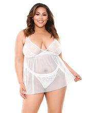 Curve Isla Lace & Net Babydoll W-panty White 1x-2x