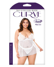 Curve Isla Lace & Net Babydoll W-panty White 1x-2x