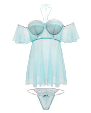 Spring-summer Off The Shoulder Babydoll & Panty Mint L-xl