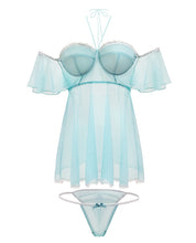 Spring-summer Off The Shoulder Babydoll & Panty Mint 1x-2x
