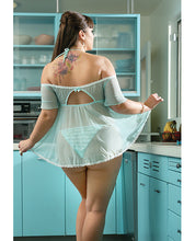 Spring-summer Off The Shoulder Babydoll & Panty Mint 1x-2x