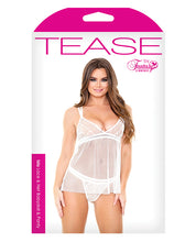 Tease Isla Lace & Net Babydoll W-panty White S-m