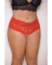 Lace & Pearl Boyshort W-satin Bow Accents Red 1x-2x