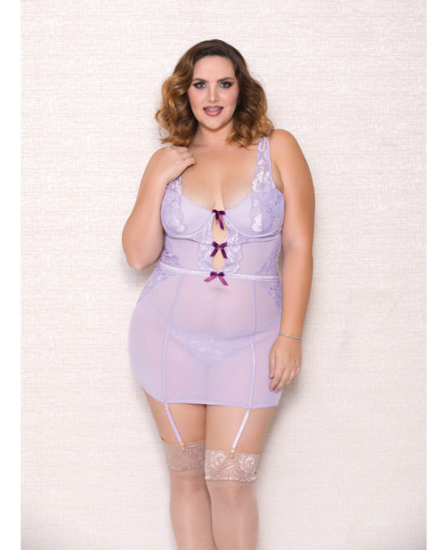 Lace & Mesh Chemise W-lightly Padded Underwire Cups, Garter & G-string –  Eve's Body Shop