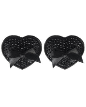 Peekaboos Satin W-black Stone & Bow Premium Pasties - 1 Pair Black
