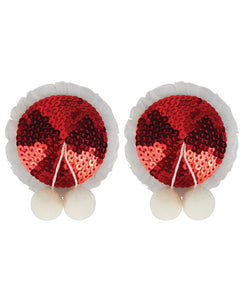 Peekaboos Sequin W-white Balls Premium Pasties - 1 Pair Red