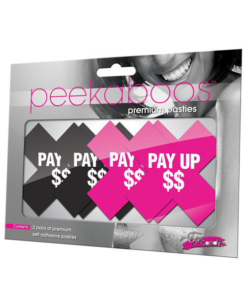 Peekaboos Pay Up Pasties - 2 Pairs 1 Black-1 Pink