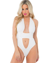 Pink Lipstick Deep Plunge Bodysuit White S-m