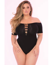 Pink Lipstick Dirty Little Secret Bodysuit Black 1x-2x