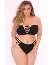 Pink Lipstick Truth Or Bare 2pc Bra Set Black 1x