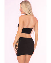 Pink Lipstick Pair Down 2pc High Neck Set Black O-s