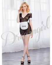 Made Me Dirty Sheer Chemise W-apron Black-white O-s