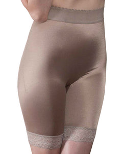 Rago Shapewear Long Leg Shaper W-gripper Stretch Lace Bottom Mocha 5x