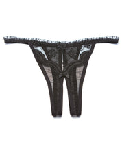 Scalloped Embroidery Crotchless Panty Black 1x-2x