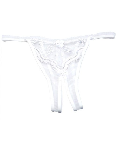 Scalloped Embroidery Crotchless Panty White O-s
