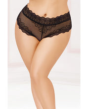 High Waisted Panty W-lace Up Back Black 3x-4x