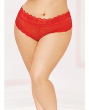 High Waisted Panty W-lace Up Back Red 1x-2x