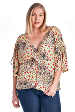 Christine V Plus Floral Printed Wrap Top - WholesaleClothingDeals - 1