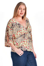 Christine V Plus Floral Printed Wrap Top - WholesaleClothingDeals - 2