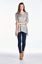 Urban Love 3/4 Sleeve Grey & White Stripe Shark Tail Top - WholesaleClothingDeals - 2