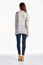 Urban Love 3/4 Sleeve Grey & White Stripe Shark Tail Top - WholesaleClothingDeals - 4