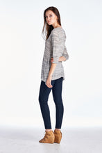 Urban Love 3/4 Sleeve Grey & White Stripe Shark Tail Top - WholesaleClothingDeals - 5