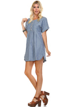 Marcelle Margaux Denim Button-Accent Scoop Neck Dress - WholesaleClothingDeals - 3