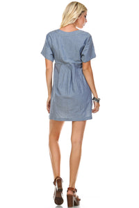 Marcelle Margaux Denim Button-Accent Scoop Neck Dress - WholesaleClothingDeals - 4