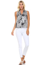 Marcelle Margaux Split Back V-Neck Sleeveless Printed Top - WholesaleClothingDeals - 1