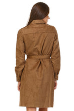 Sharagano Long Sleeve Suede Belted Dress -  - 4
