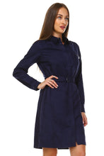 Sharagano Long Sleeve Suede Belted Dress -  - 7