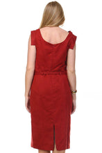 Women's Suede Draped Neckline Sleeveless Dress