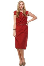 Women's Suede Draped Neckline Sleeveless Dress