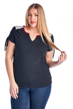 Christine V Plus V-Neck Top with Tie Sleeves - WholesaleClothingDeals - 2
