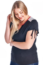 Christine V Plus V-Neck Top with Tie Sleeves - WholesaleClothingDeals - 5